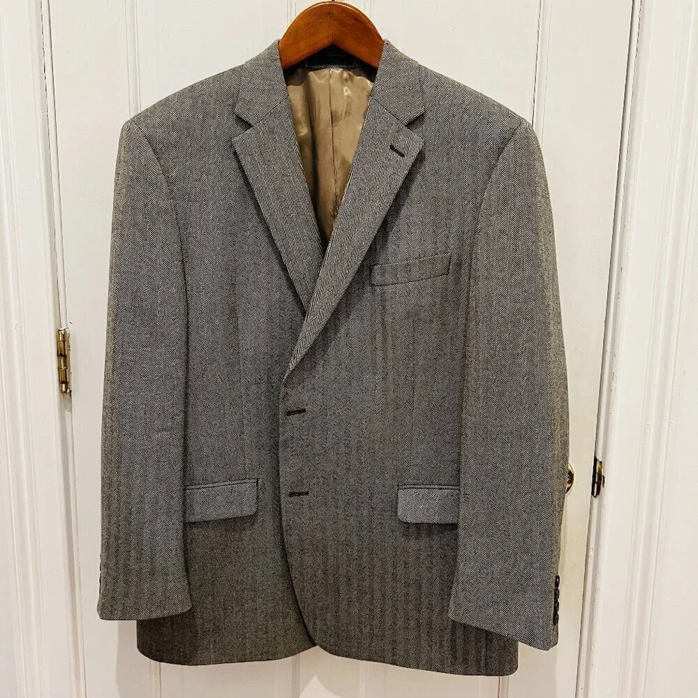 Vintage Lauren Ralph Lauren 100% Wool Herringbone Sport Coat Blazer 46R